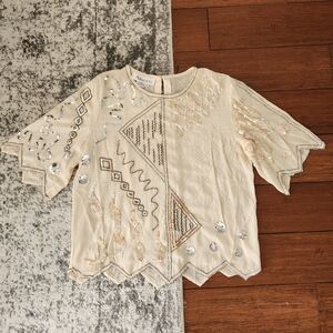 Elegant Cream Sequin Blouse